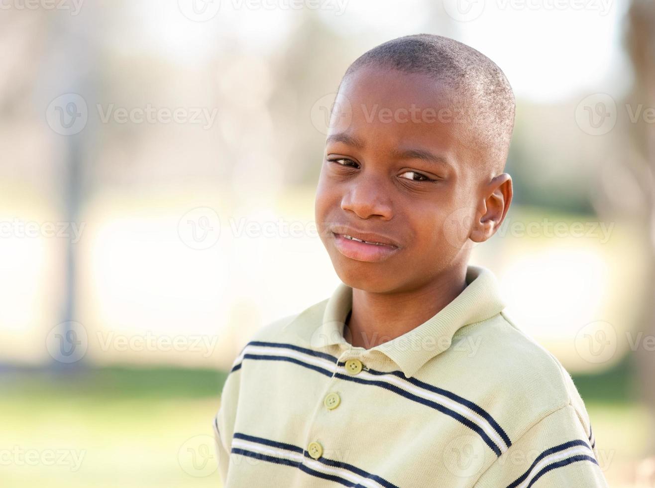 Young Melancholy African American Boy photo