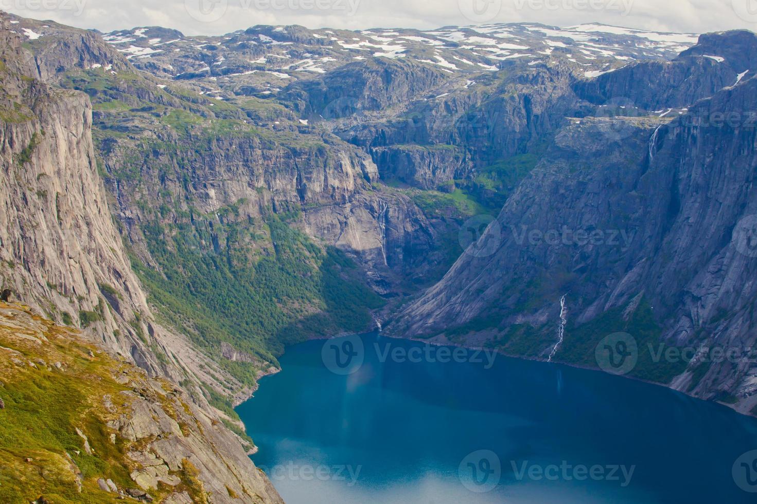 Beautiful Norwegian Summer Panorama Mountain Landscape near Trolltunga, Norway photo
