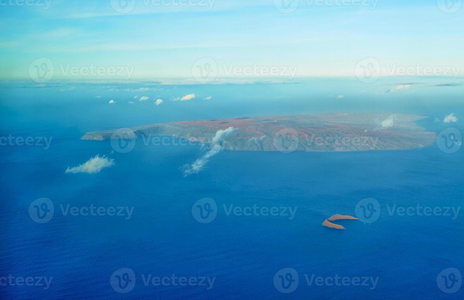 Aerial view of Molokini and Kahoolawe island photo