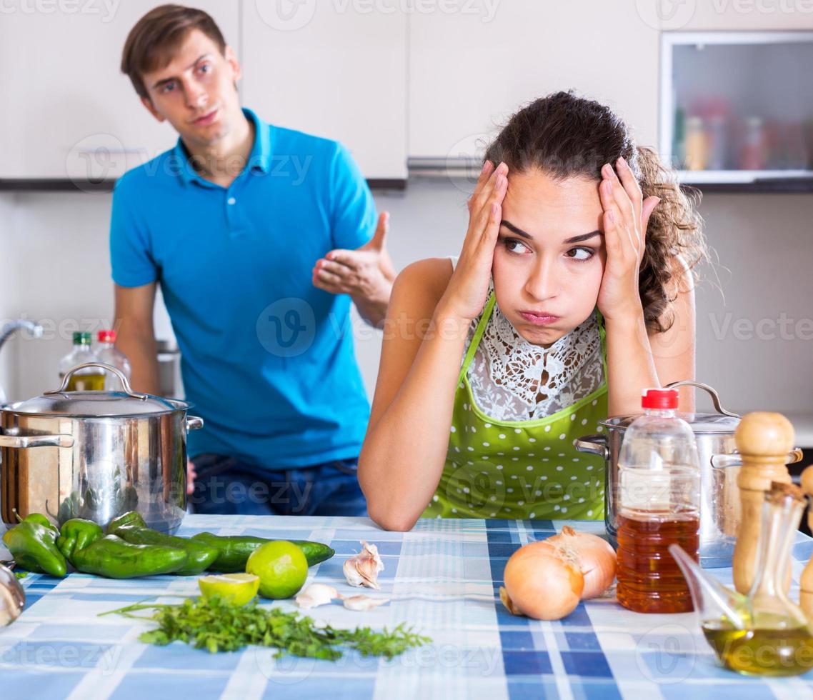 family couple with serious faces photo