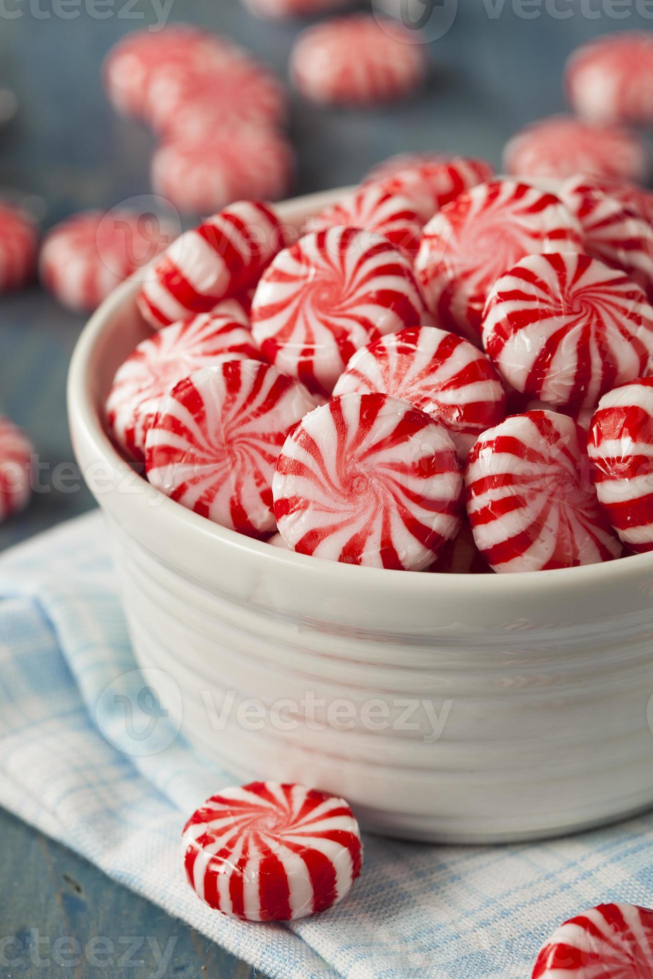 Sweet Red And White Peppermint Candy Stock Photo