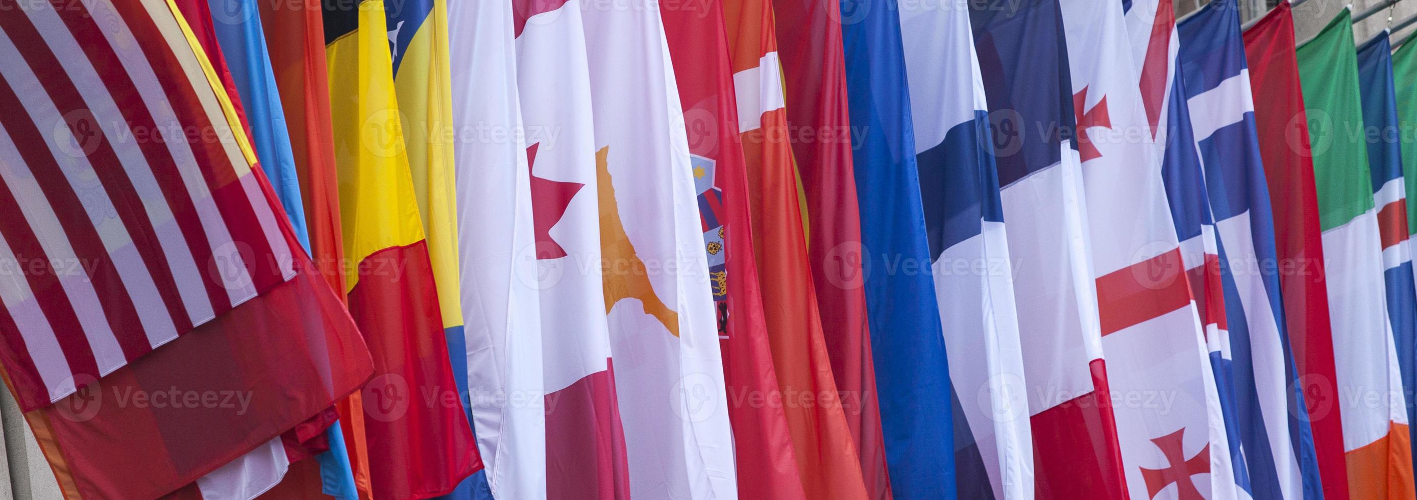 International Flags blowing in the wind photo