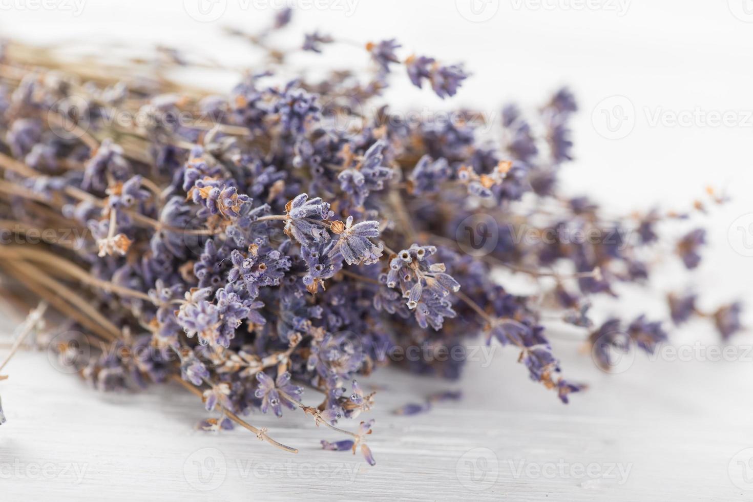 Lavender flowers with essential oil. Spa and wellness concept. photo