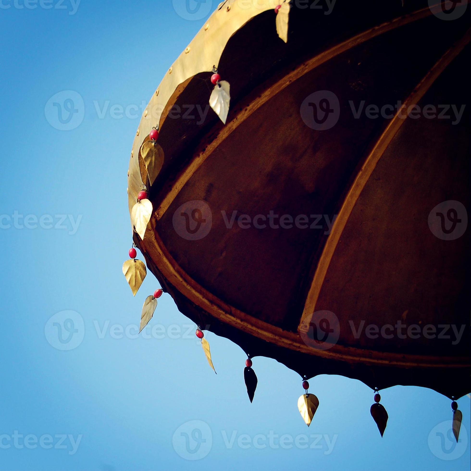 Parasol, buddhist protection symbol vintage effect. Buddhism umbrella