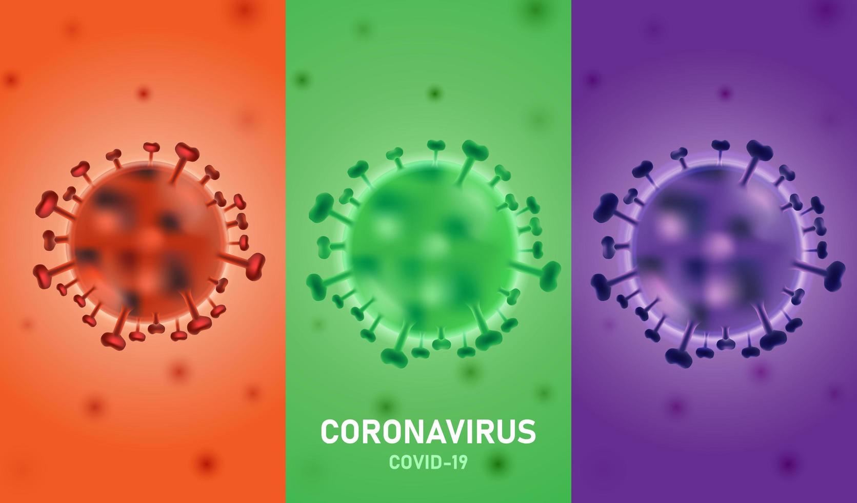 cartel de infección por coronavirus con tres secciones coloridas vector