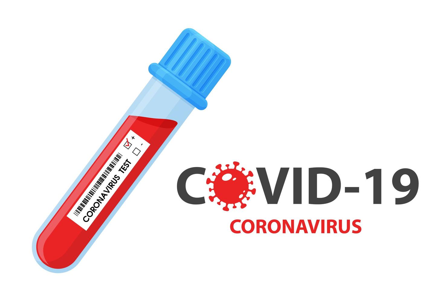 Cartel con tubo de ensayo con muestras de sangre para coronavirus vector