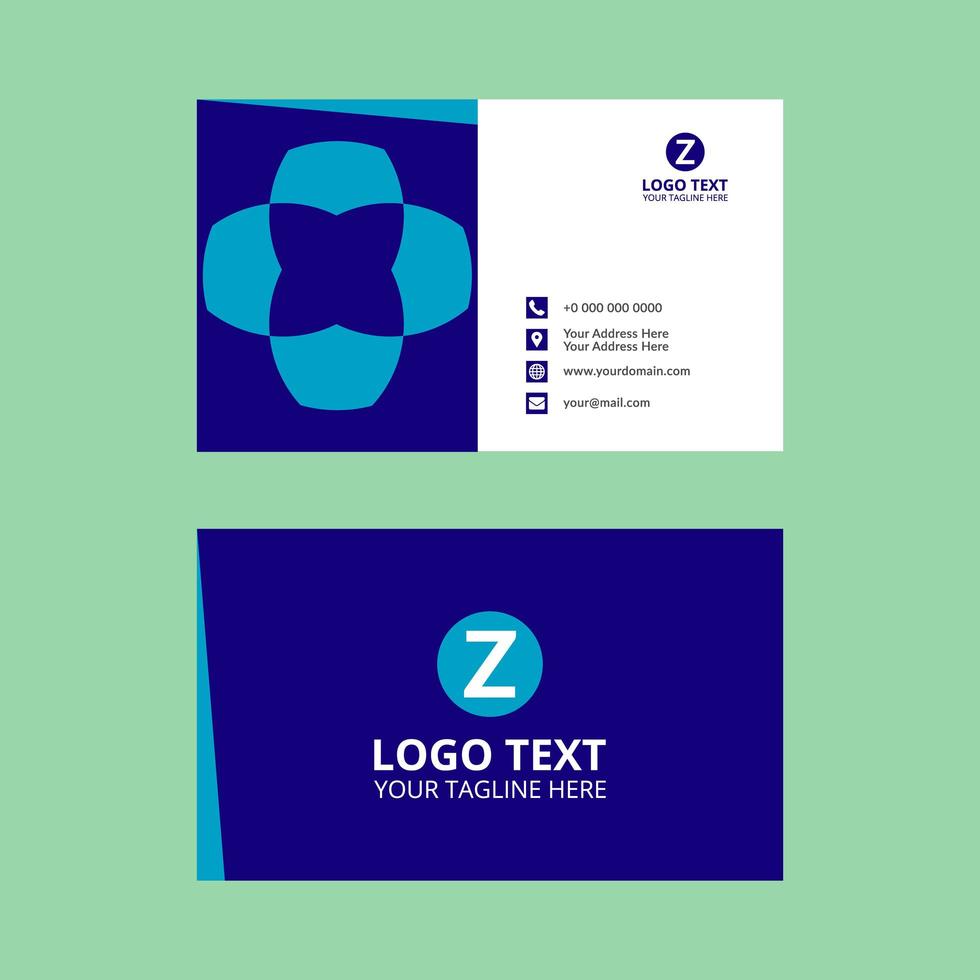 Blue Elegant Floral Design Business Card vector