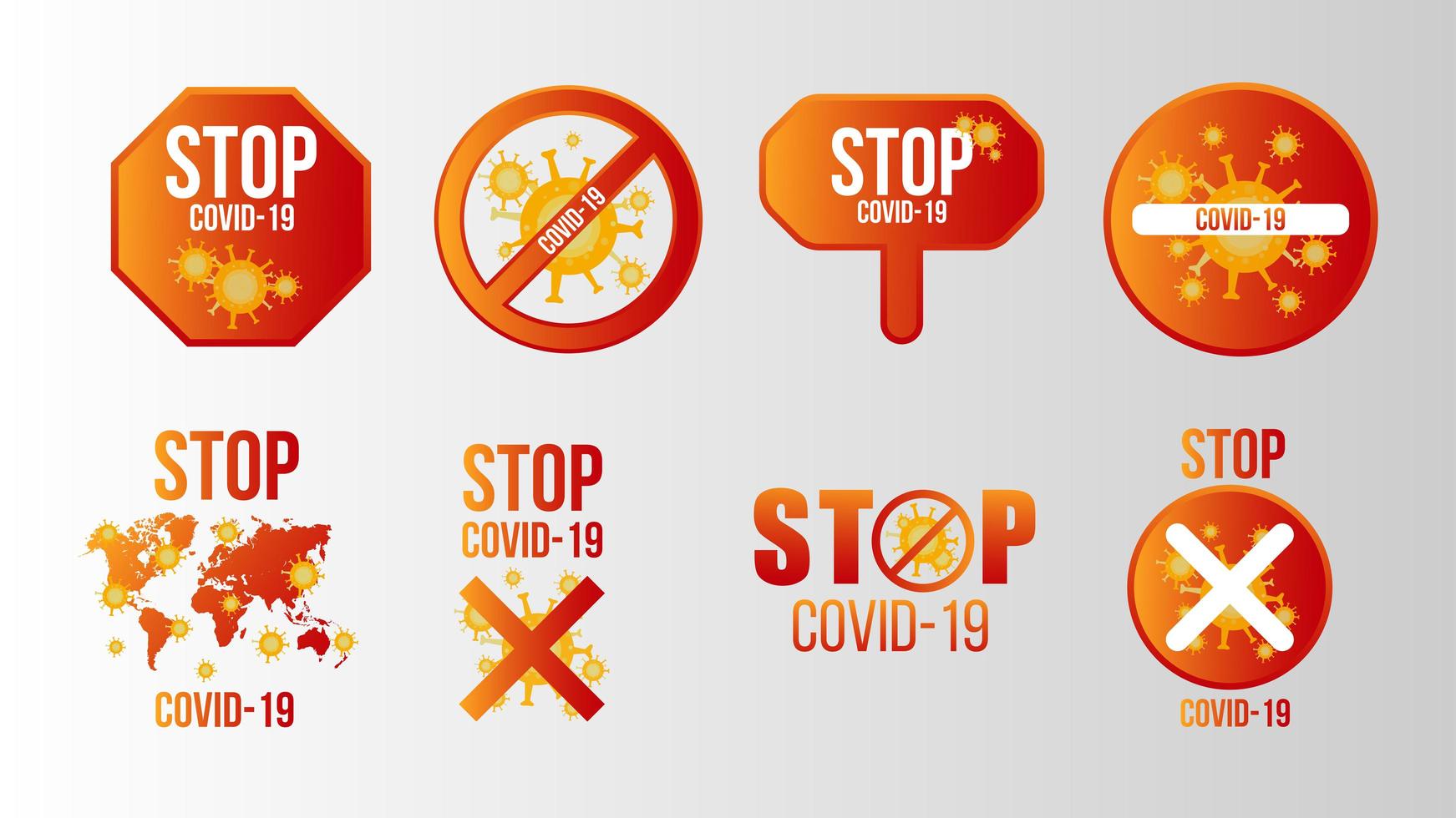 Stop Covid-19 Sign Set vector