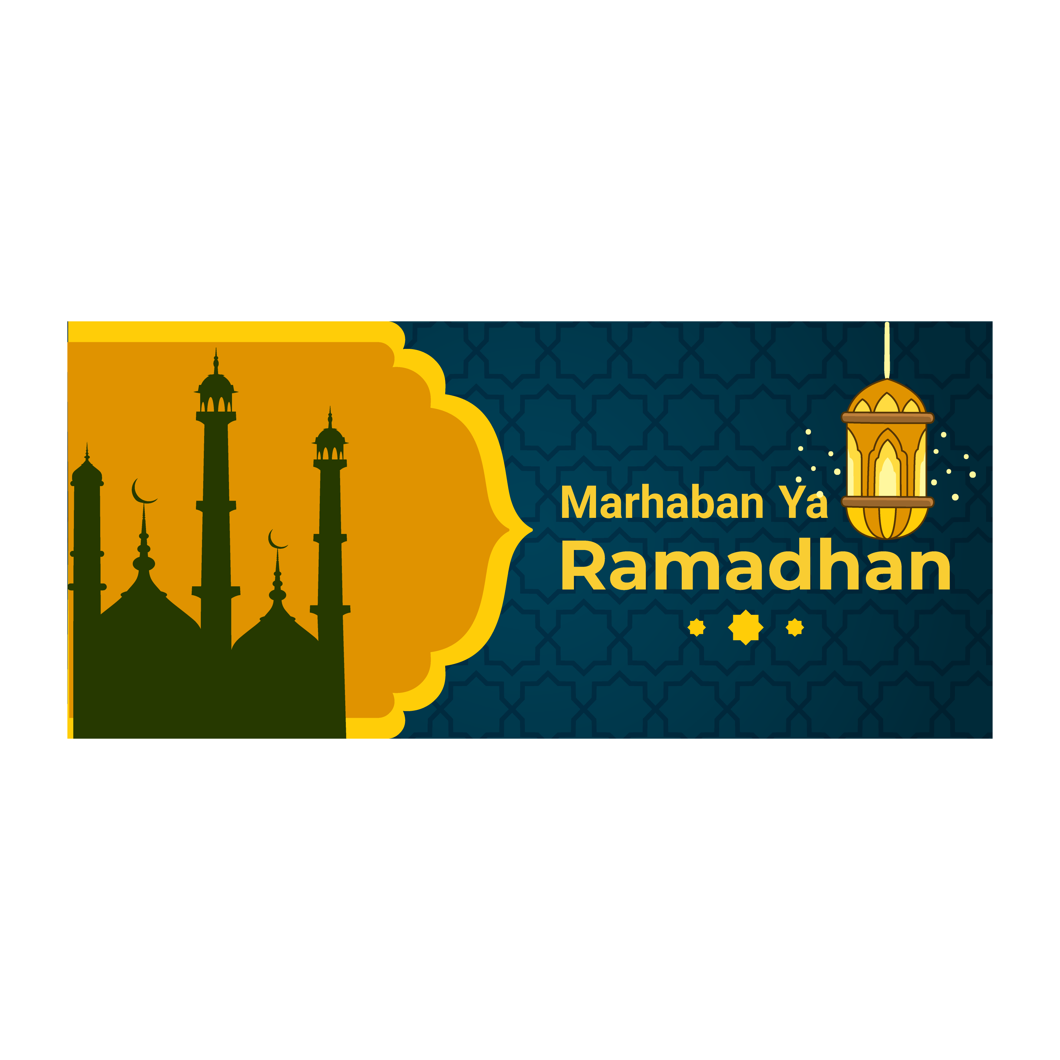 Blue And Yellow Ornate Ramadan Banner With Mosque Download Free Vectors Clipart Graphics Vector Art