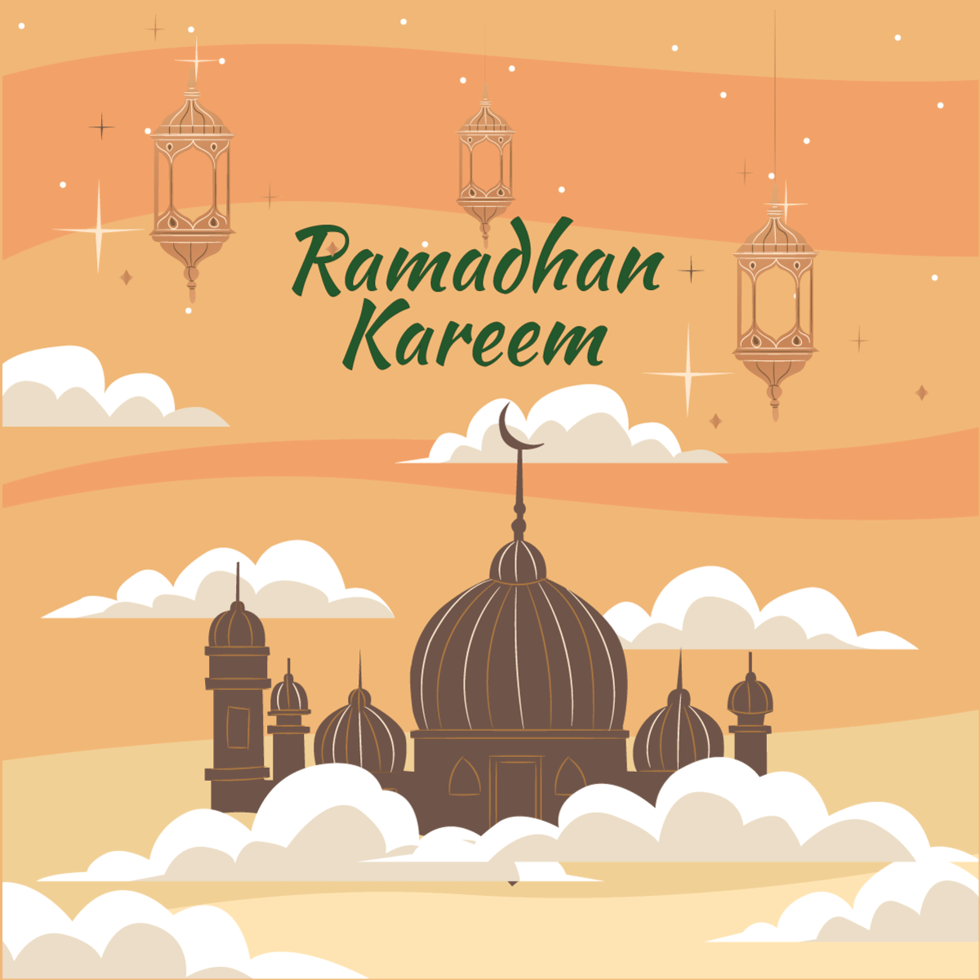 Mosque Shrouded In Clouds for Ramadan vector