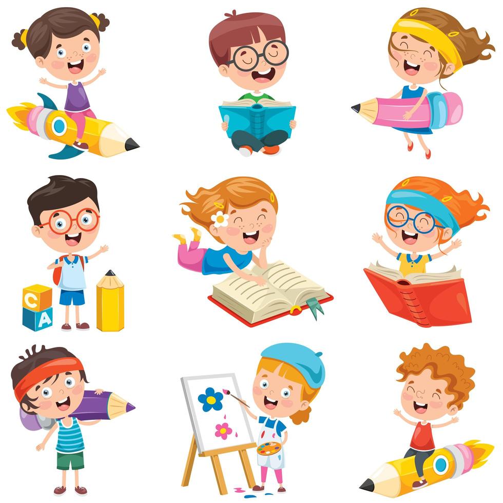 Kids Doing Fun Activities Set vector