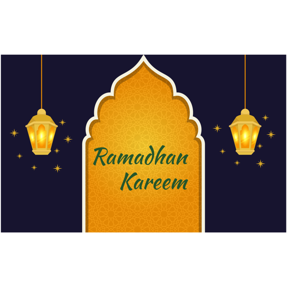 Blue Ramadan greeting card with glowing lanterns vector