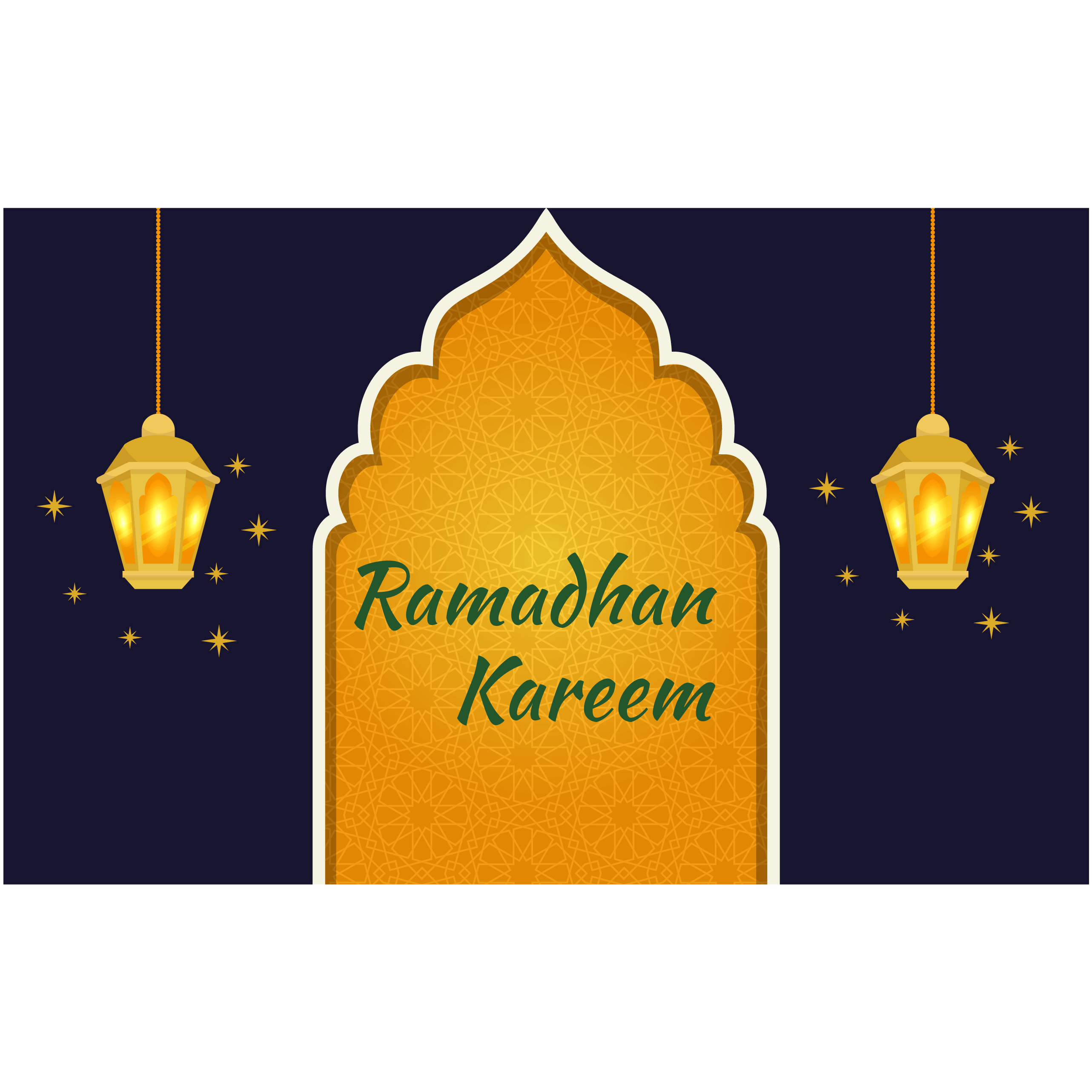 Blue Ramadan Greeting Card With Glowing Lanterns Download Free Vectors Clipart Graphics Vector Art