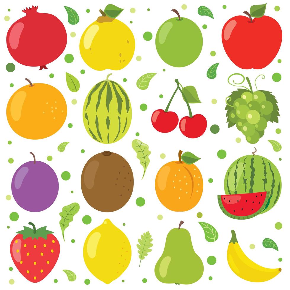 Fresh Fruits For Healthy Eating vector
