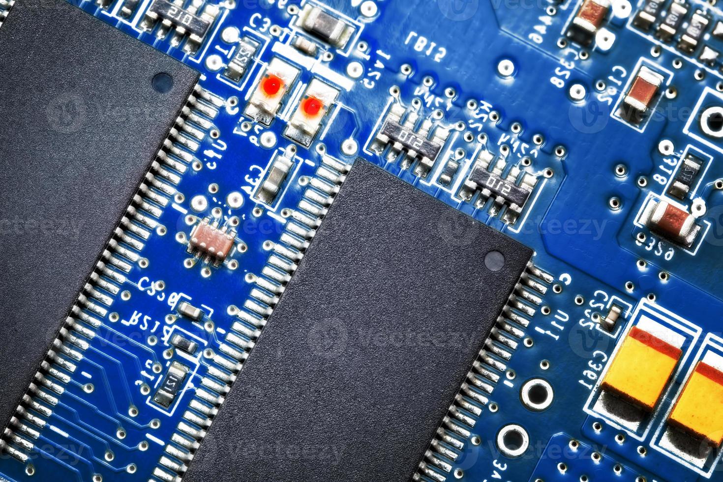 Primer plano de la placa de circuito electrónico. macro foto