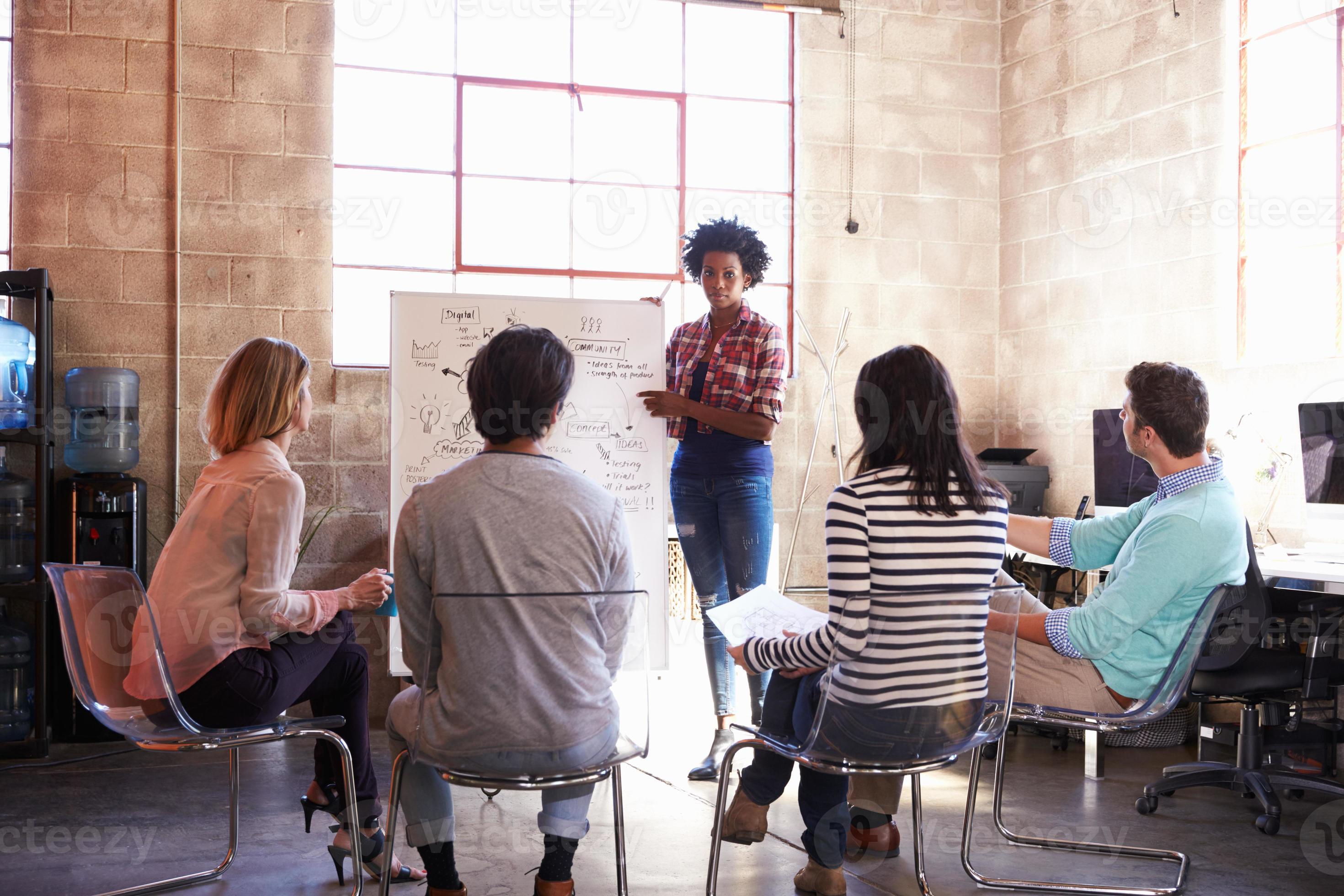 Group Of Designers Having Brainstorming Session In Office 926749 Stock  Photo at Vecteezy