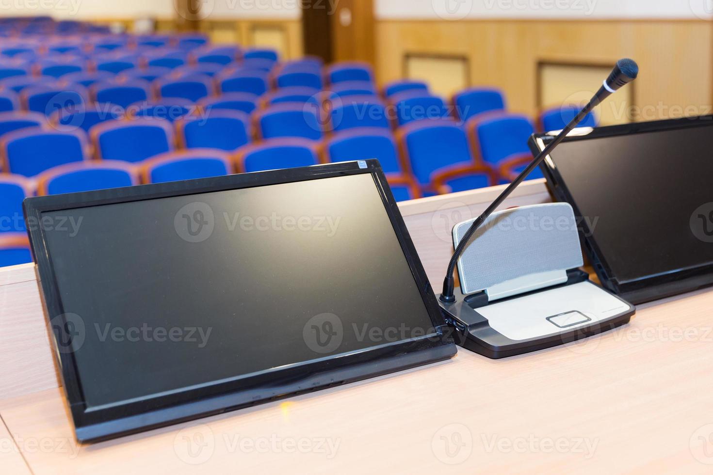 Rostrum in conference hall photo