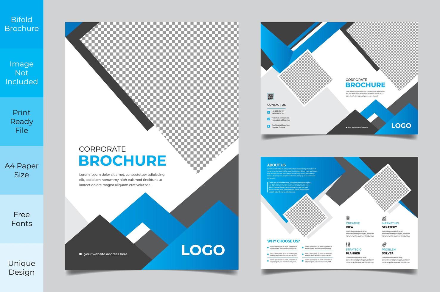 White Gray and Blue Gradient Corporate Flyer Template  vector