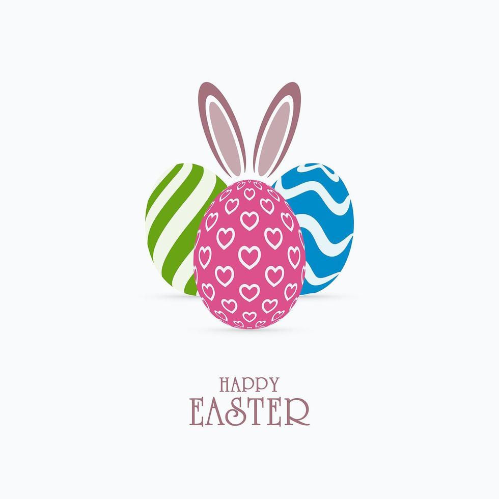 Patterned Easter Eggs with Bunny Ears Greetings vector