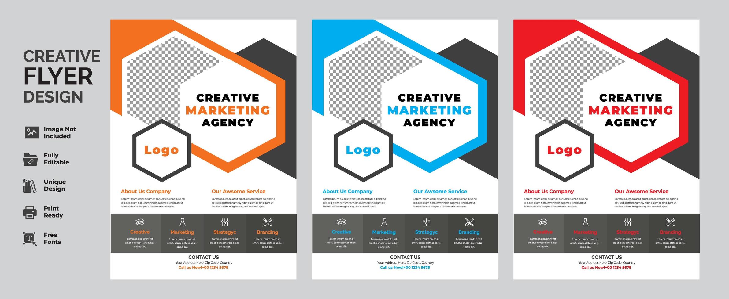 Geometric Business Flyer Design Set  vector