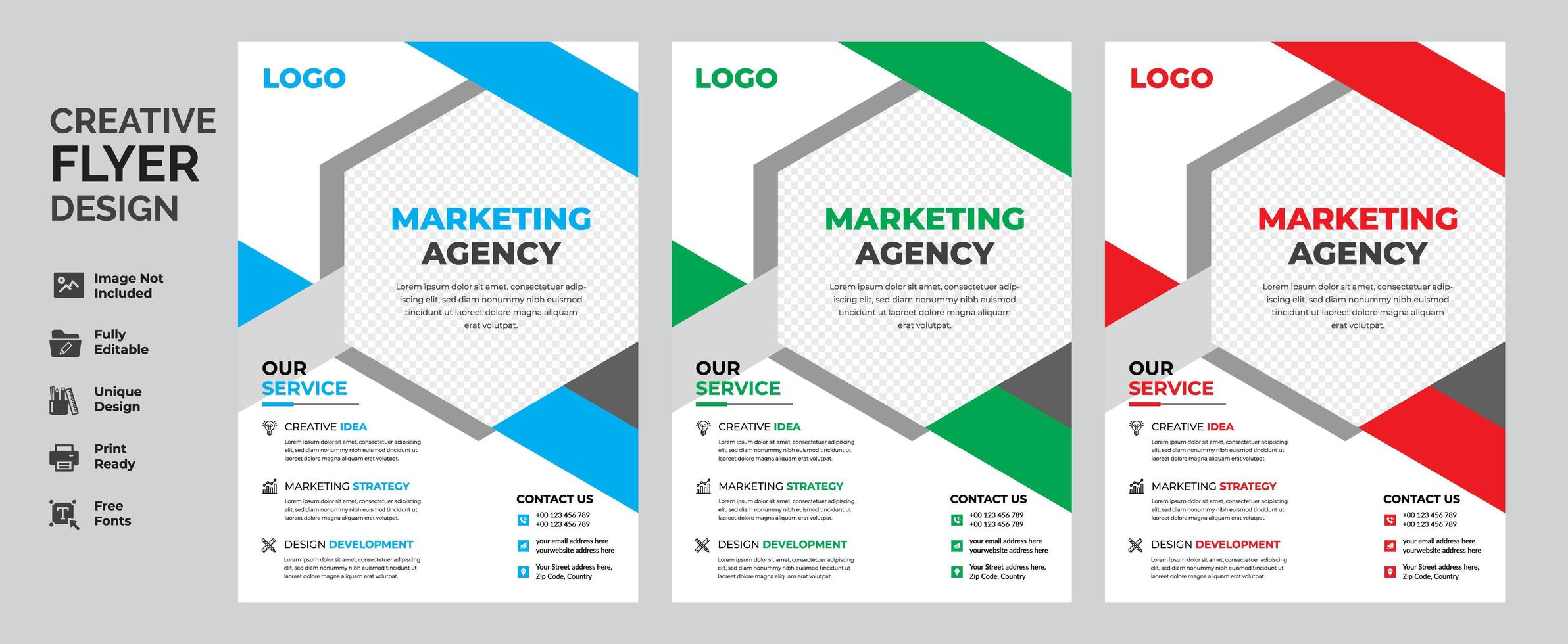 Geometric Corporate Flyer Template Design Set vector