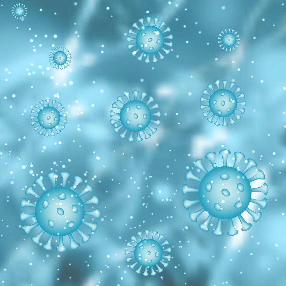 Blue Medical Background with Abstract Virus Cells vector