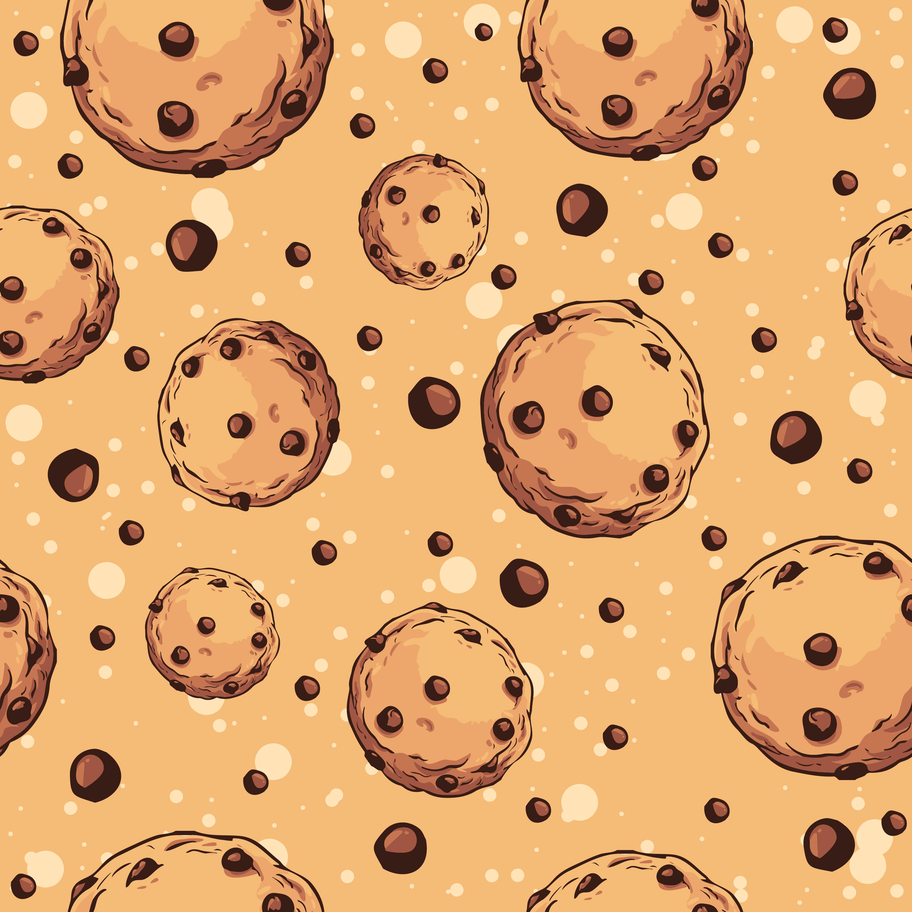 Cookie dough baked with chocolate flakes, repetitive background