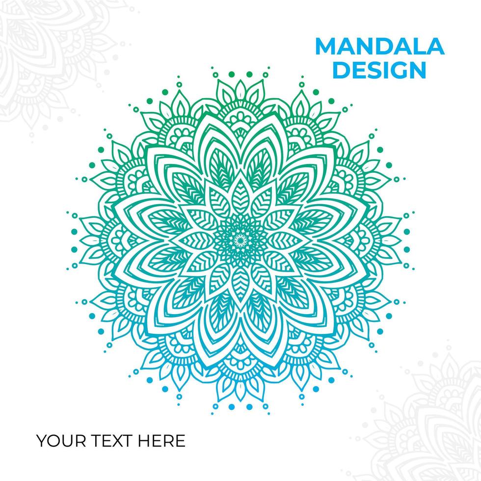 Gradient Blue Green Ornate Mandala Design  vector