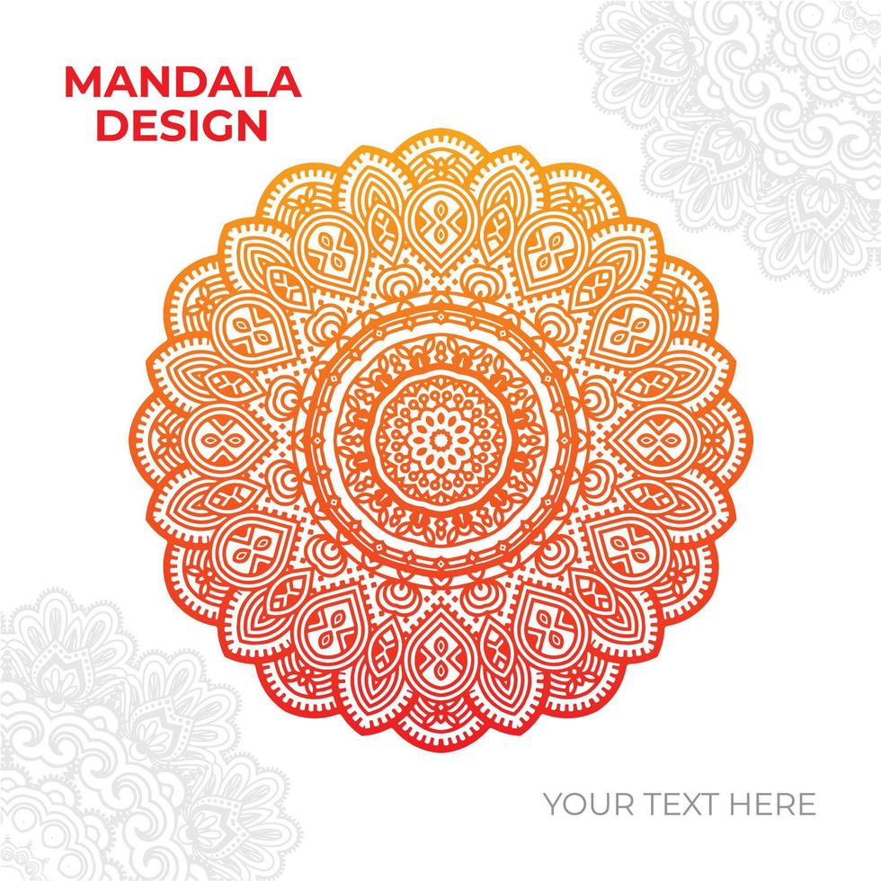 diseño intrincado mandala naranja y amarillo vector