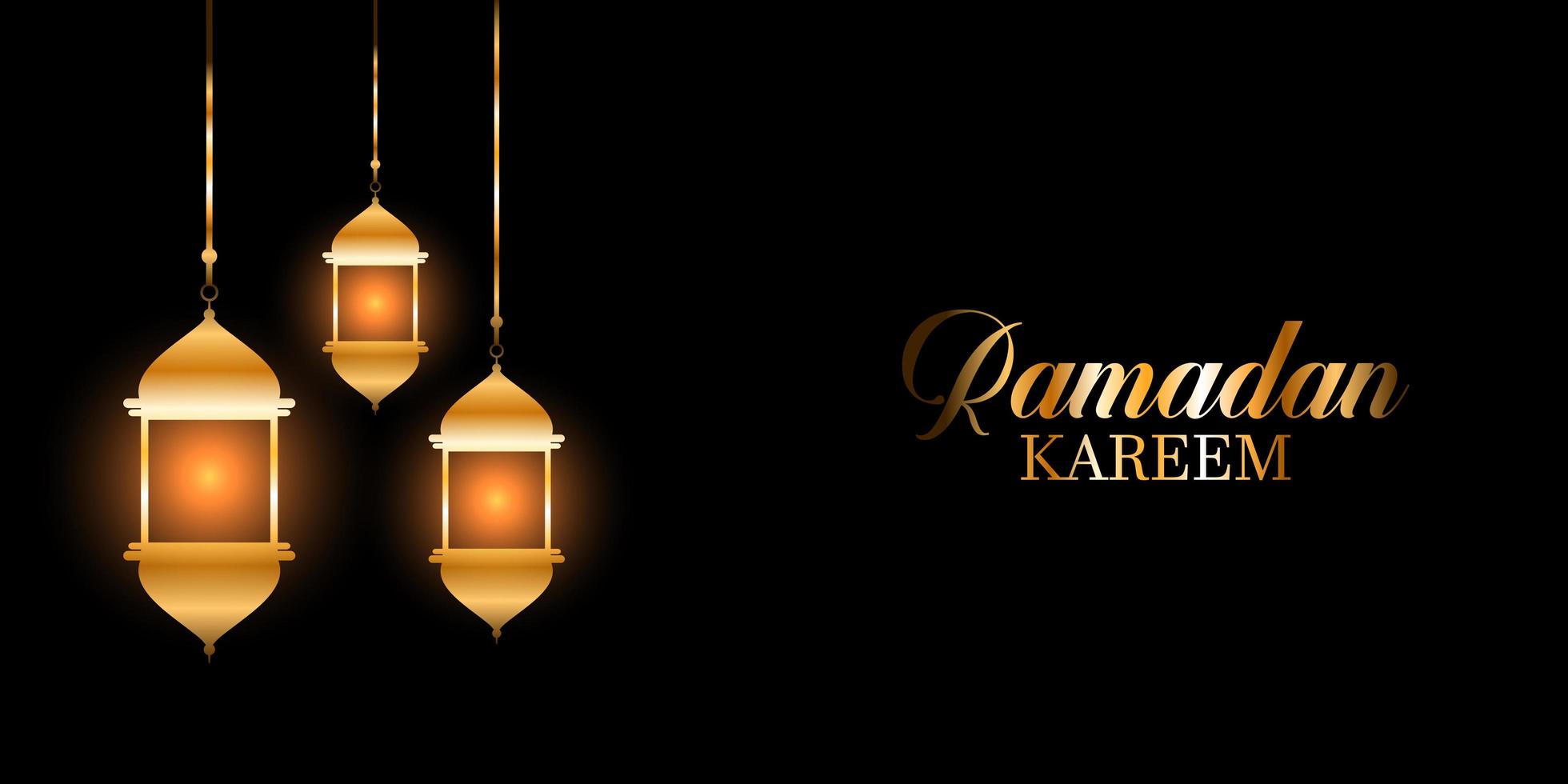 Ramadan Kareem Background with Glowing Lanterns  vector