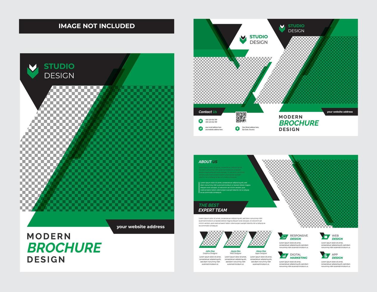Bold Green and Black Corporate Flyer Template Set  vector
