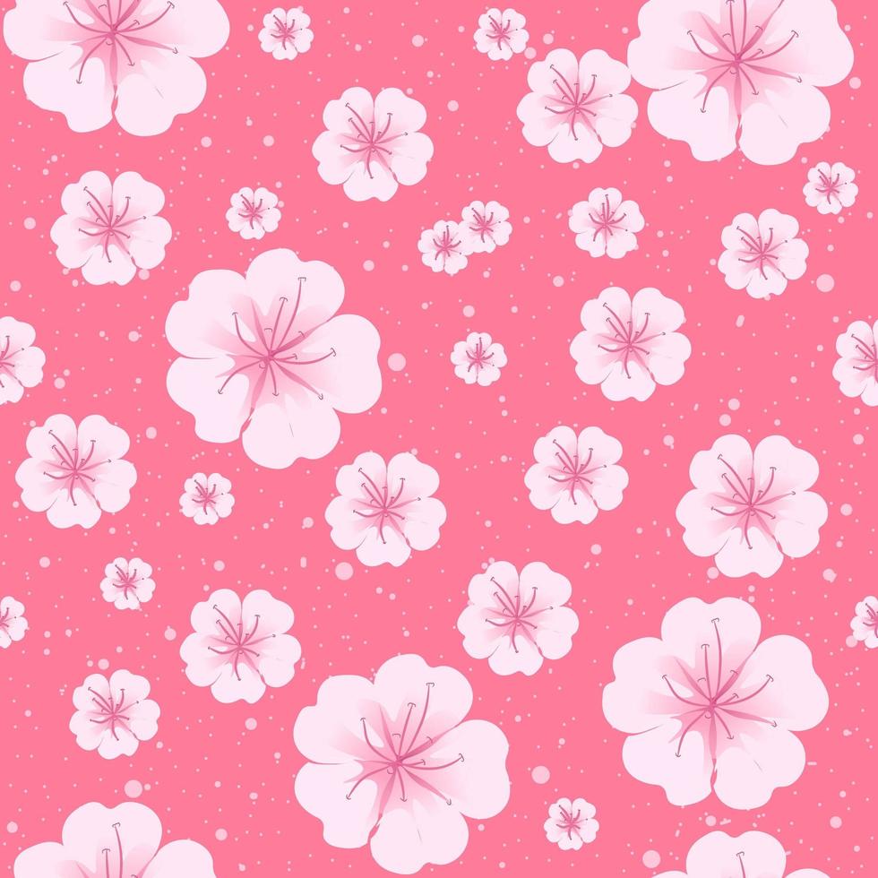 Sakura spring flowers in bloom seamless pattern.  vector