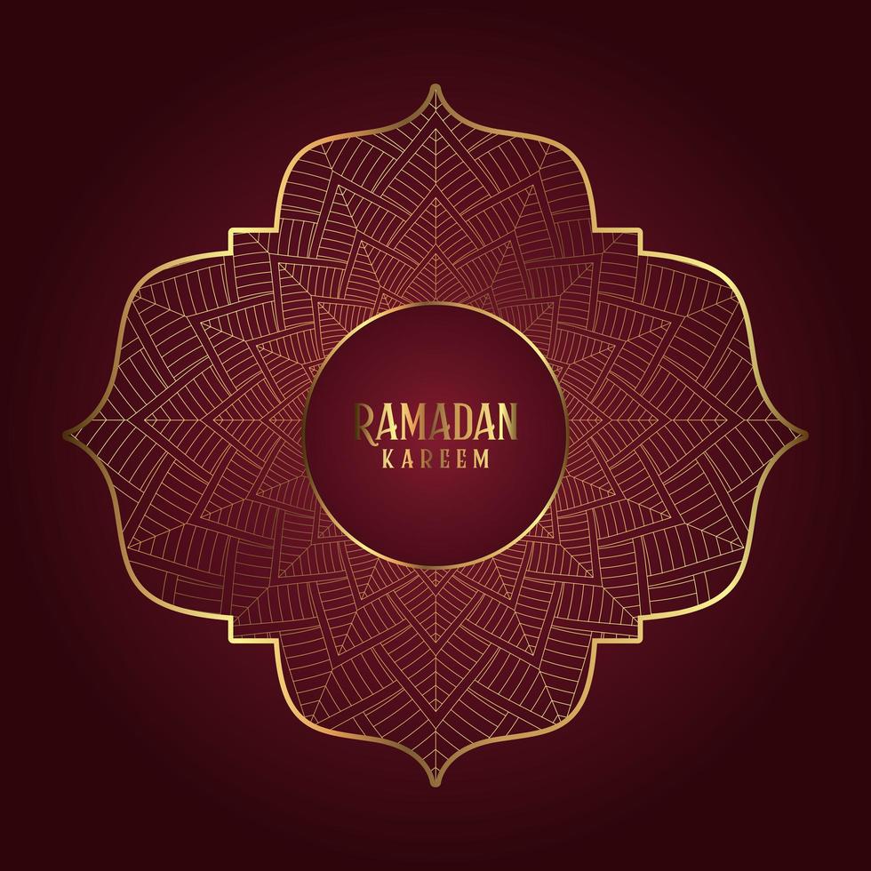 Dark Red and Gold Ramandan Decorative Greeting vector