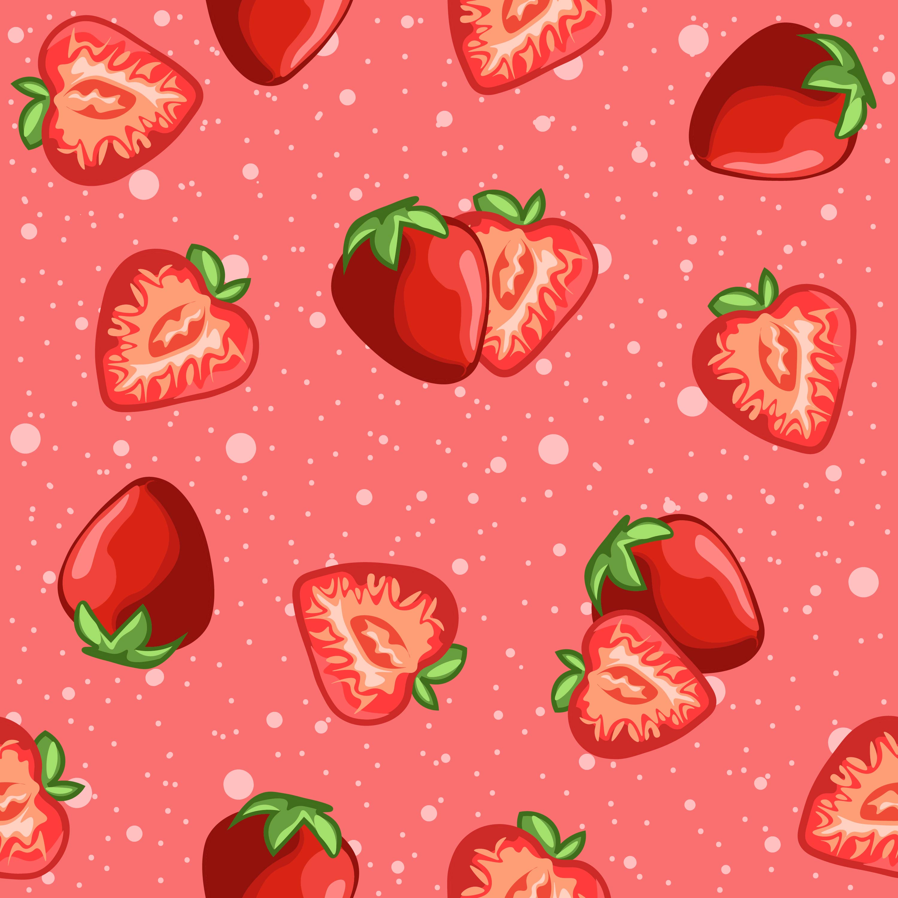 Pink red seamless pattern of strawberries and fruit slices. 931879