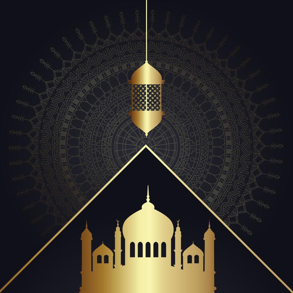 Fondo decorativo de Ramadán con linterna vector