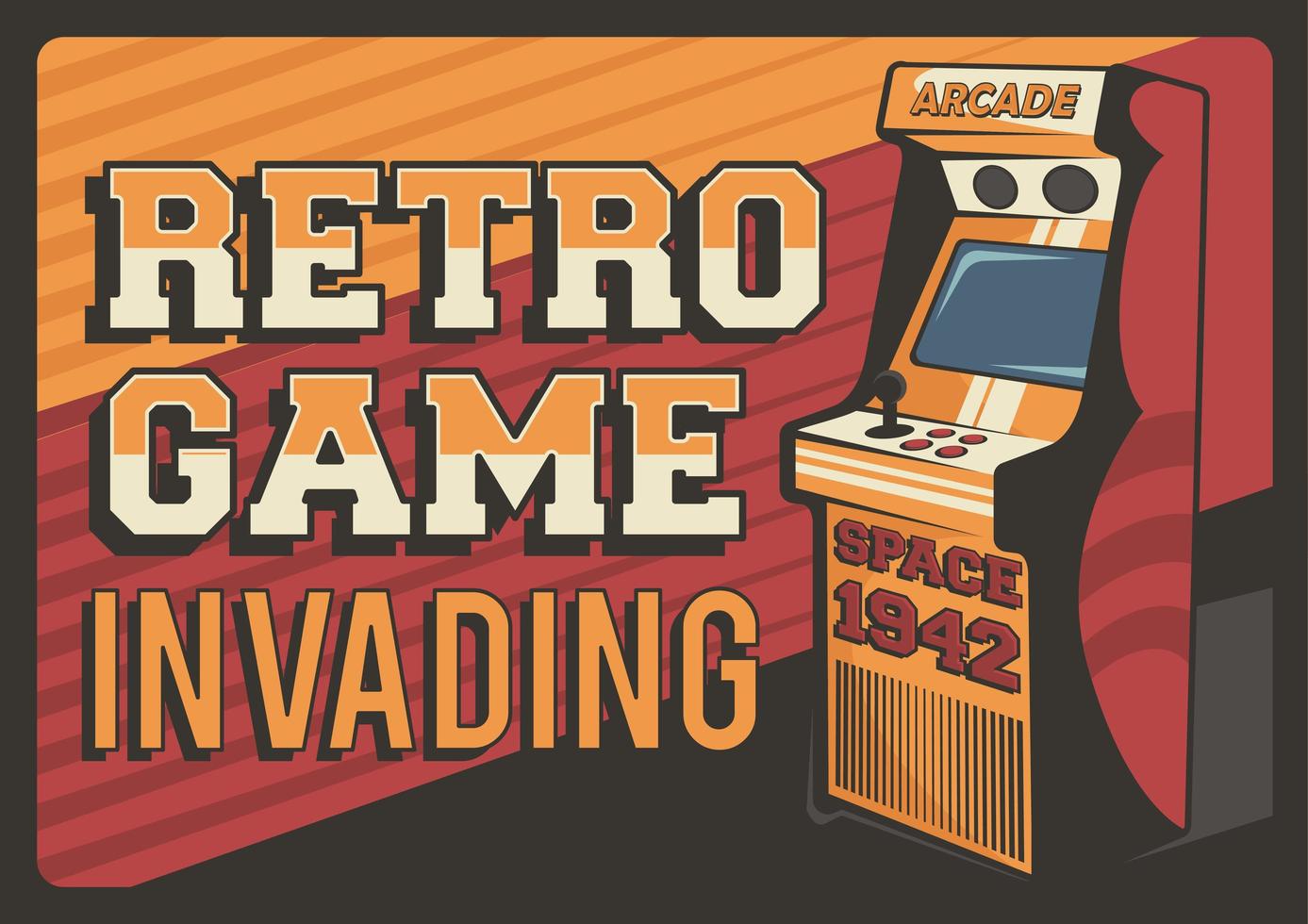 póster invasor juego retro vector