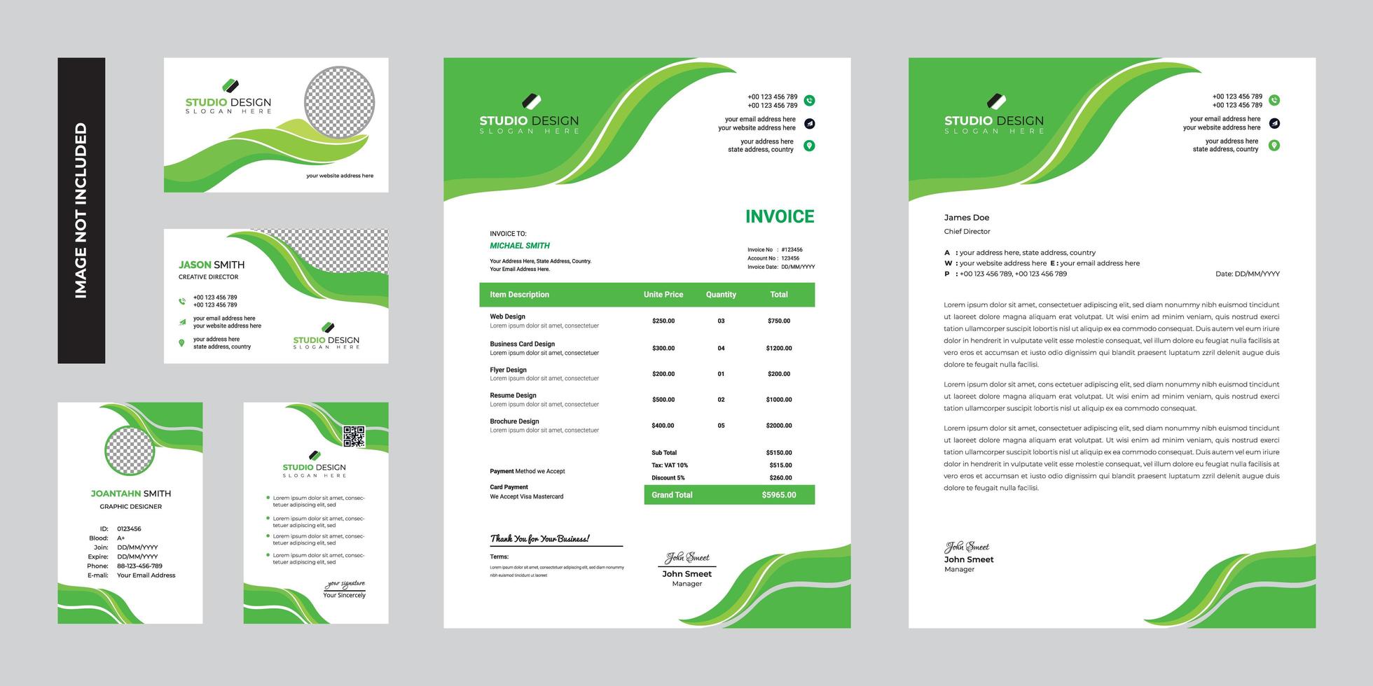 Modern Green Business Corporate Stationery Template Design vector