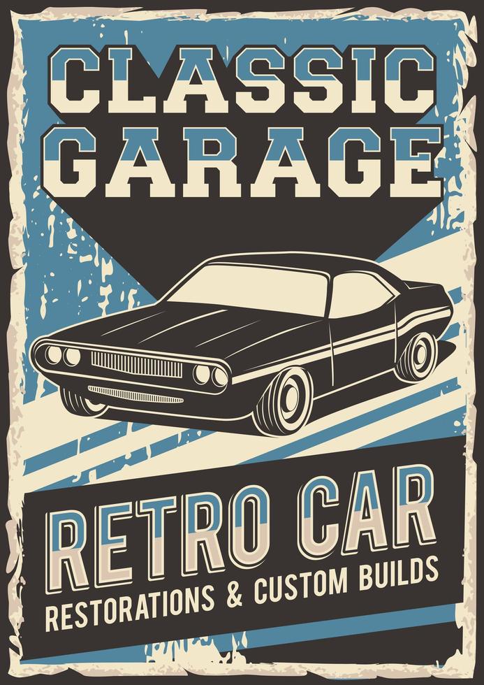 cartel retro de garaje clásico vector