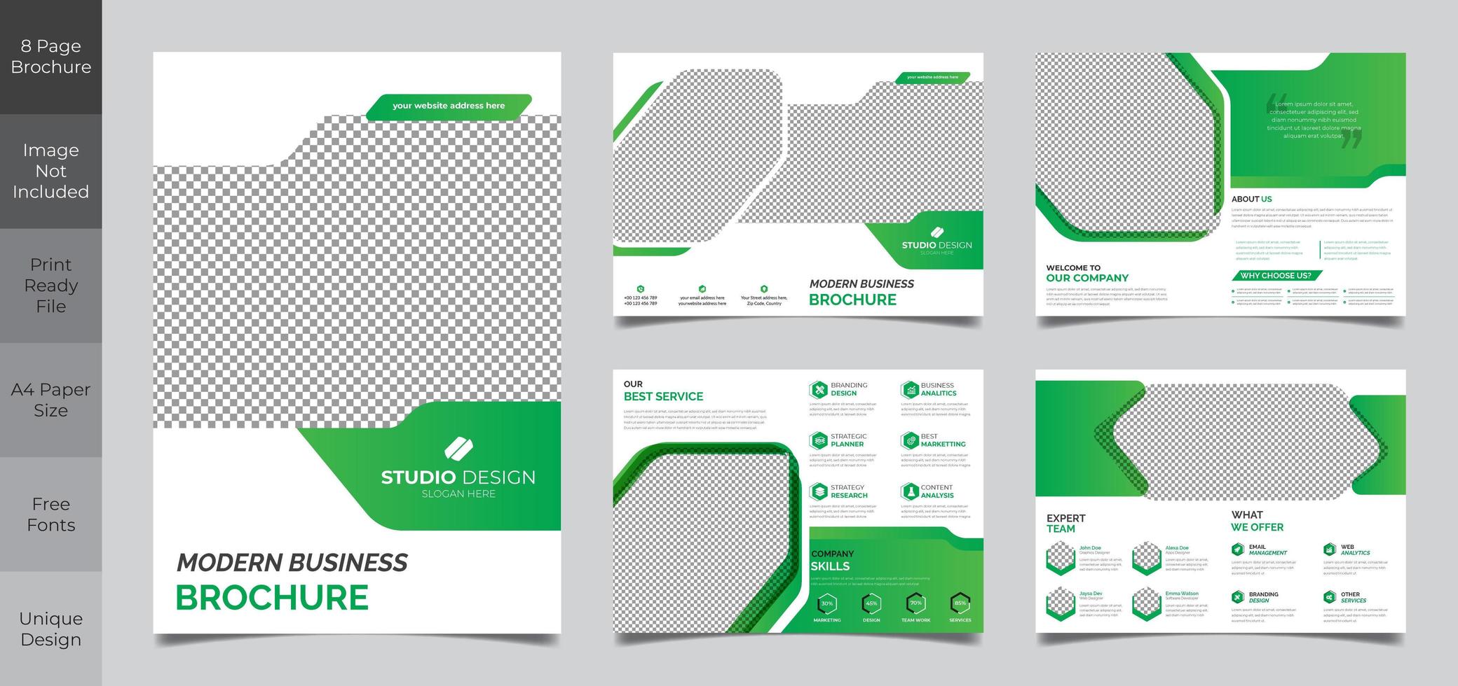 8 Page Brochure Template Design vector