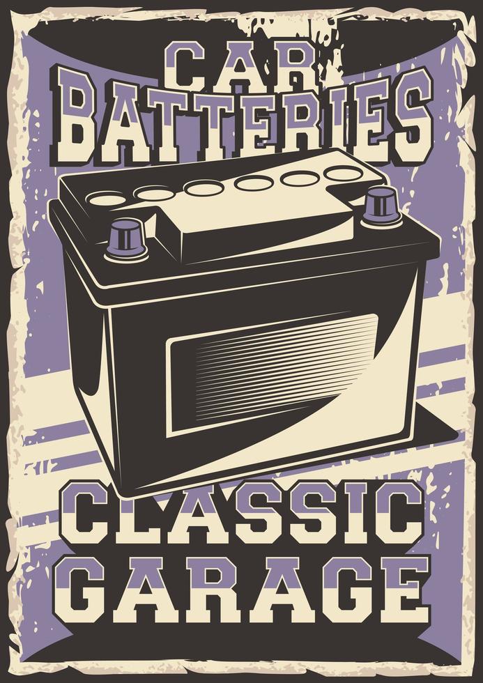 Auto Service Car Battery Poster vector