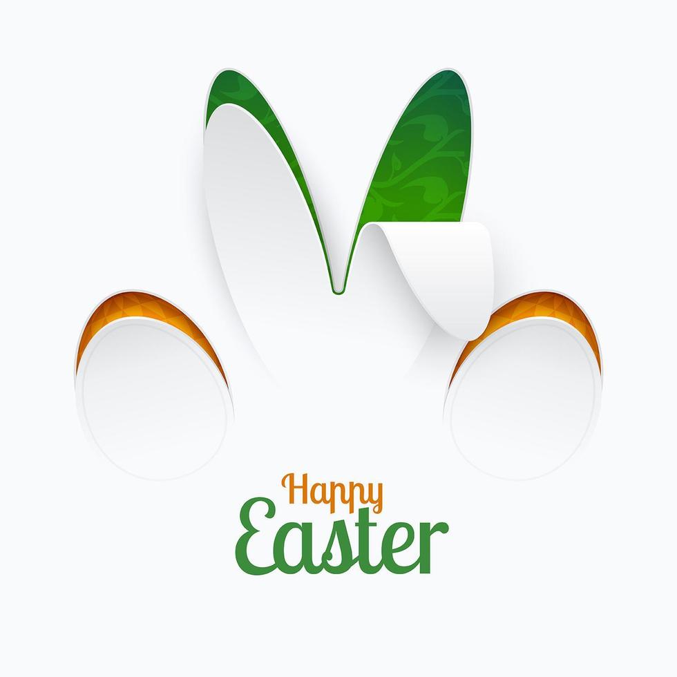 Happy Easter Cut Paper Banner with Bunny Ears and Eggs vector