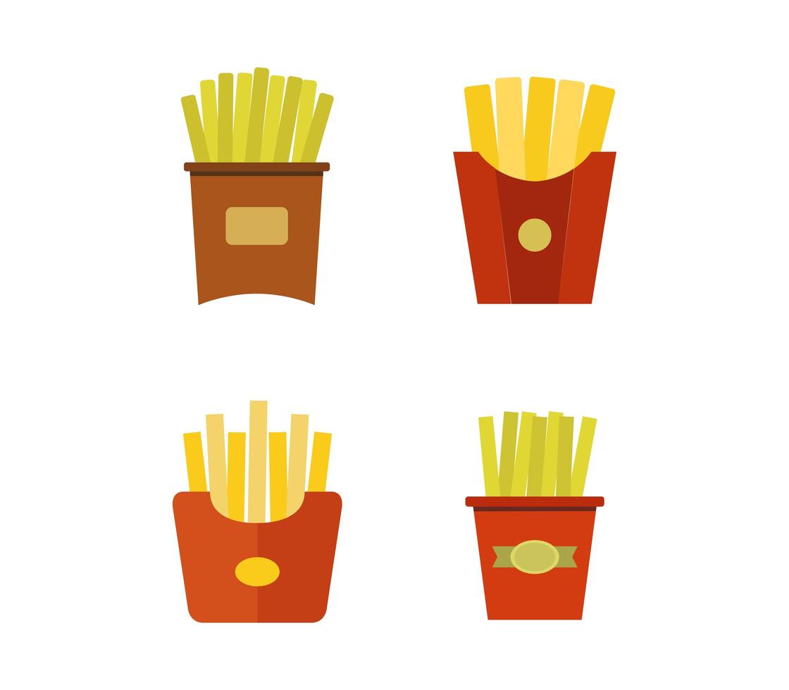 conjunto de iconos de papas fritas vector