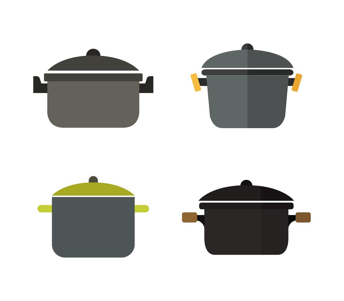 conjunto de iconos de ollas de cocina vector