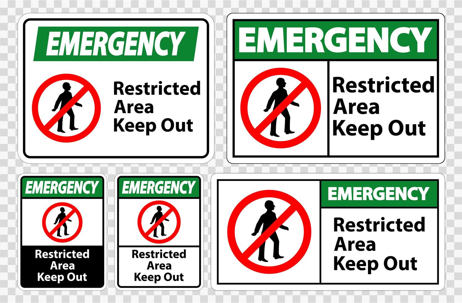 Emergency Restricted Area Keep Out Symbol Sign Set  vector