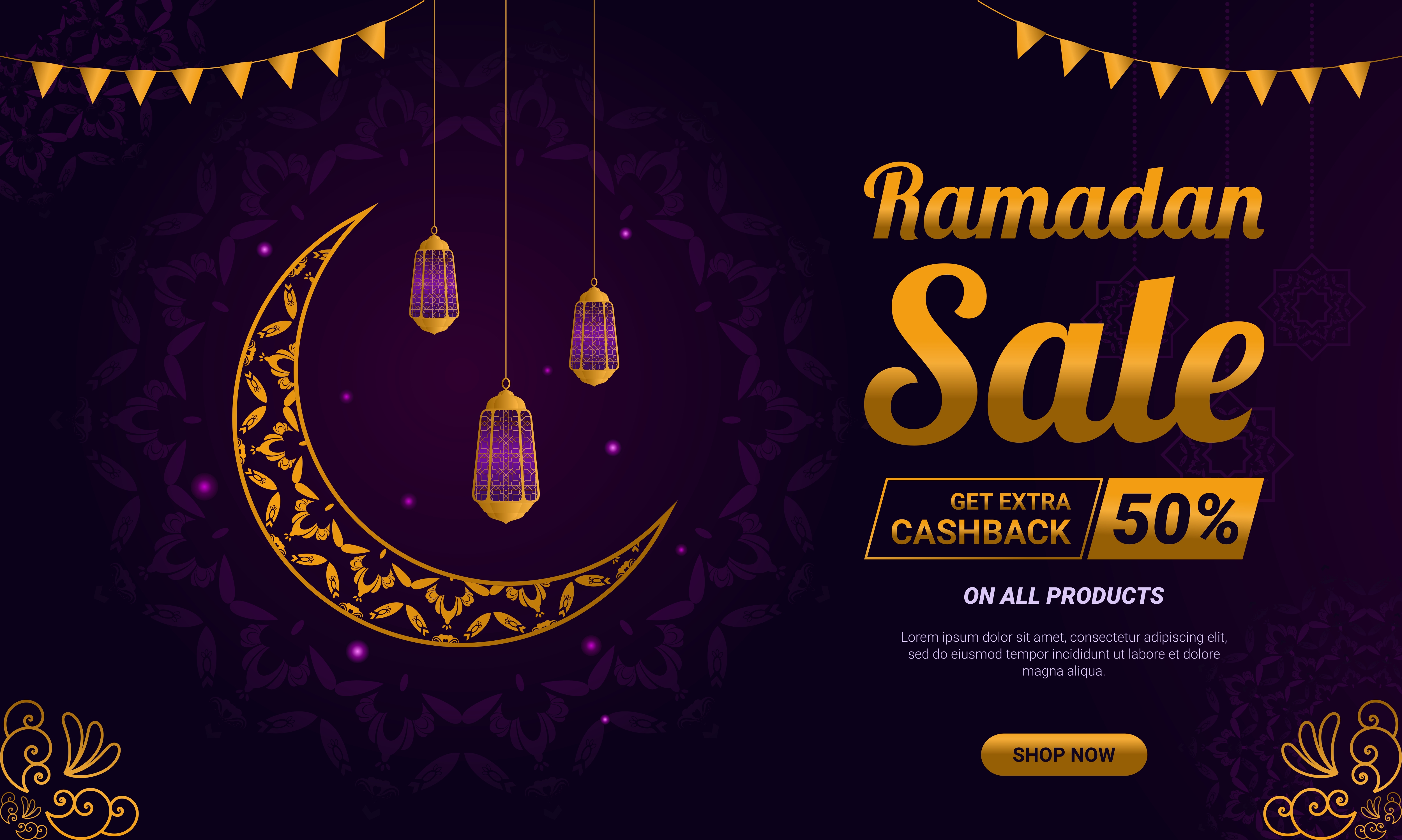 Purple and Gold Ramadan Sales Banner Download Free Vectors, Clipart