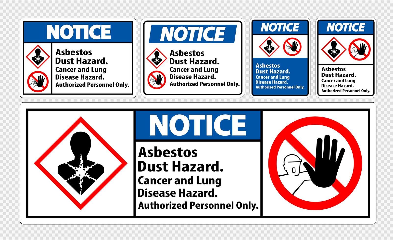 Notice Label Asbestos Dust Hazard Labels  vector