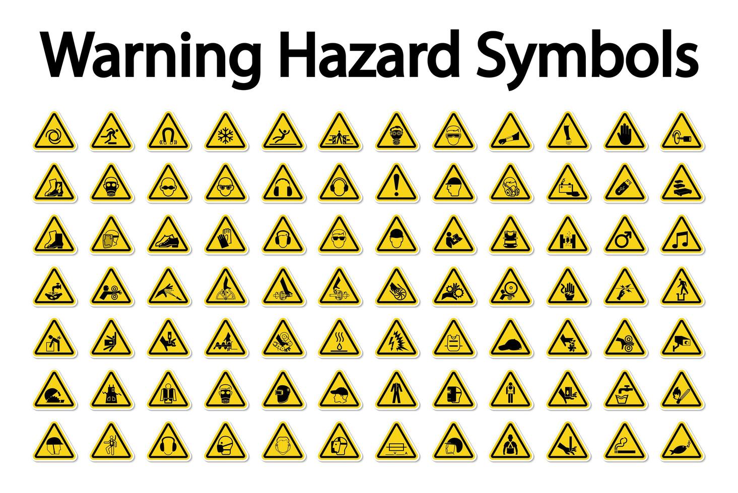 Large Set Of Warning Hazard Symbols Vector Art At Vecteezy