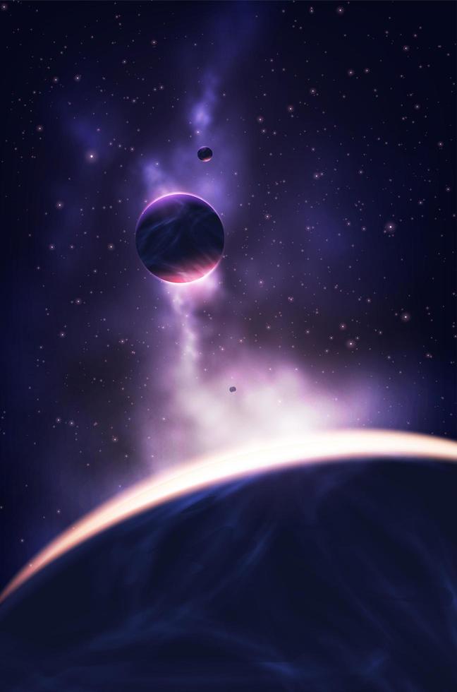 Glowing Planets and Nebula Illustration vector