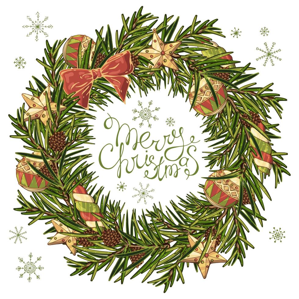 Christmas Wreath in Hand Drawn Style vector