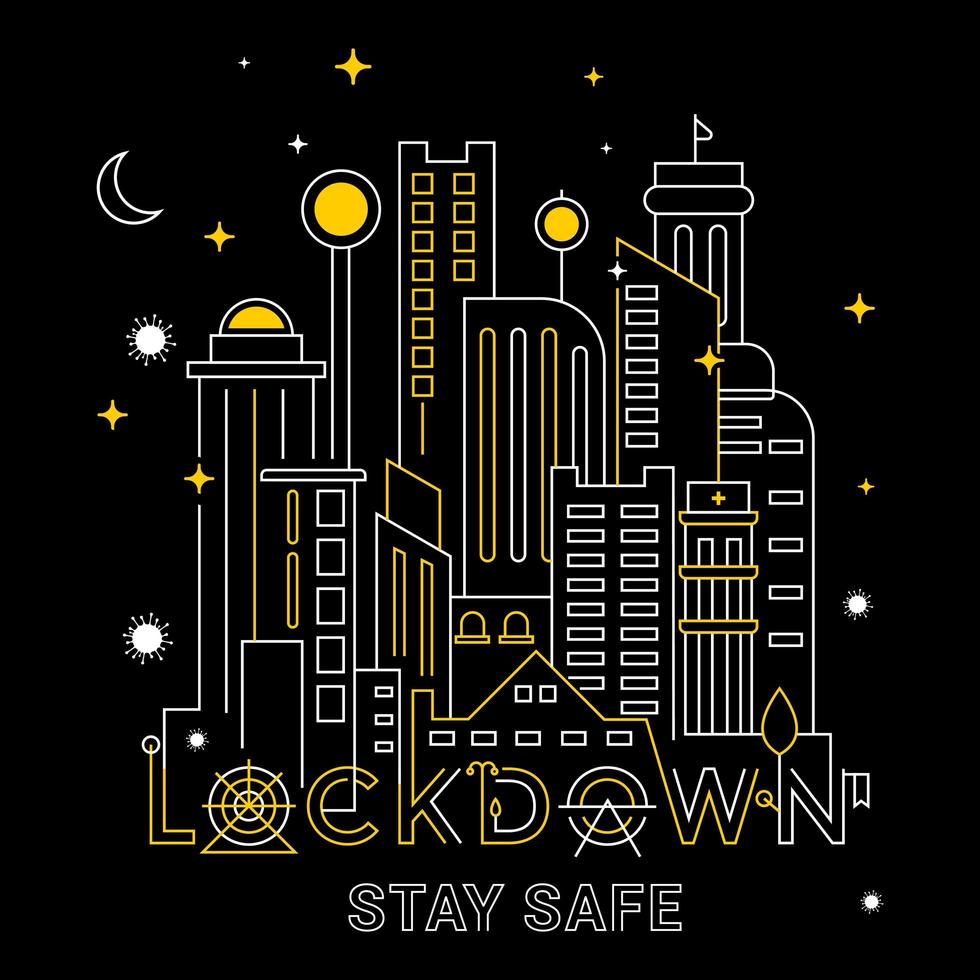 Lockdown City in Mono Line Style vector